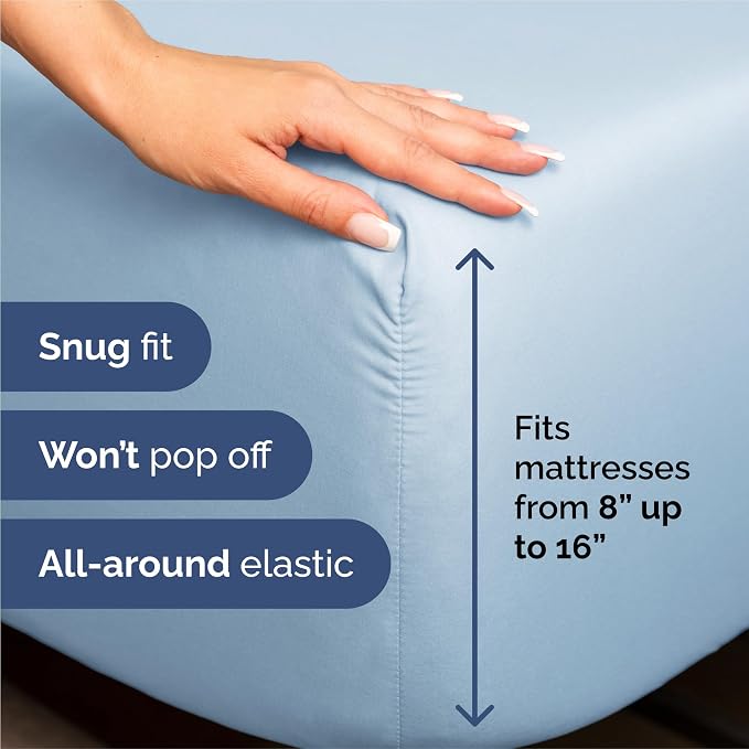 Split King 7 Piece Bed Sheet Set - Comfy, Breathable & Cooling - Baby Blue | Ultra-Soft Hotel Luxury Bedding Set w/ 8-16 Inch Deep Pockets, 1 Flat & 2 Fitted Sheet & 4 Pillowcases, Wrinkle & Fade Free