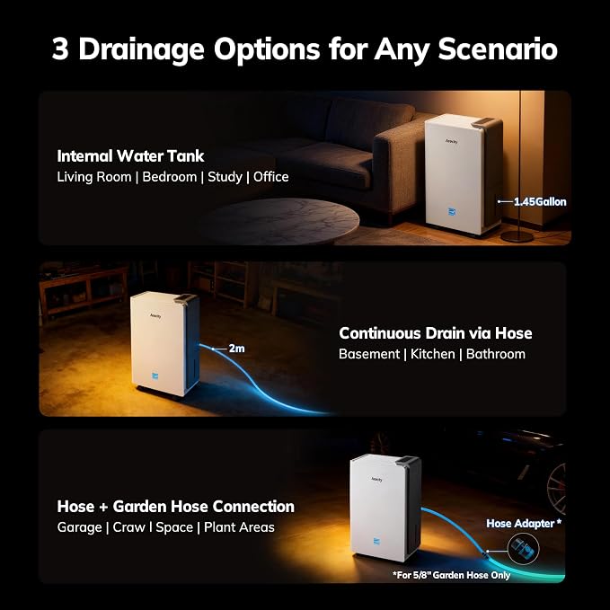6000Sq.Ft Energy Star Most Efficient 2024 Dehumidifier Max 105Pint/D | Dehumidifier with Drain Hose for Basement, Home, Bedroom, Bathroom, Intelligent Humidistat