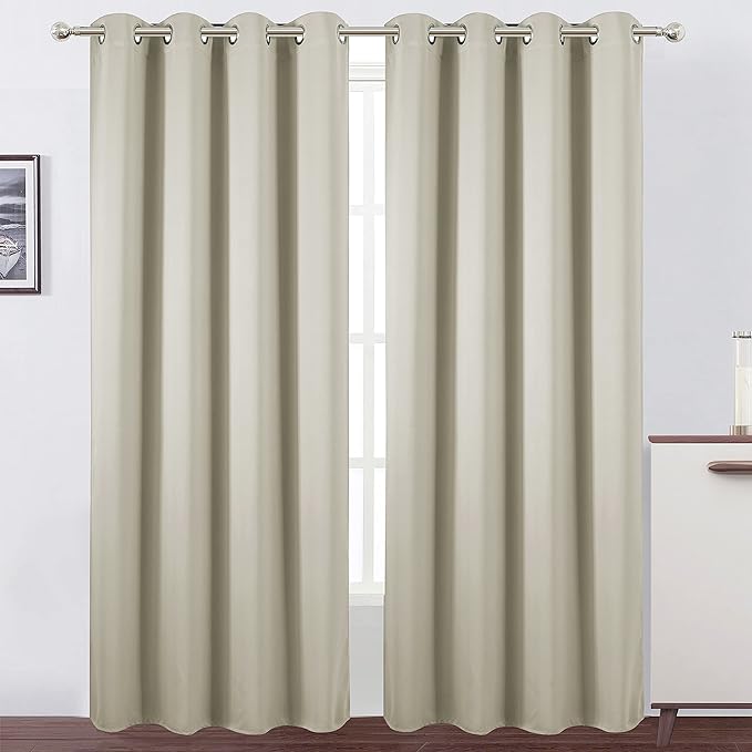 Light Beige Thermal Blackout Curtains/52 x 95 Inch/Set of 2 Panels Room Darkening Curtains