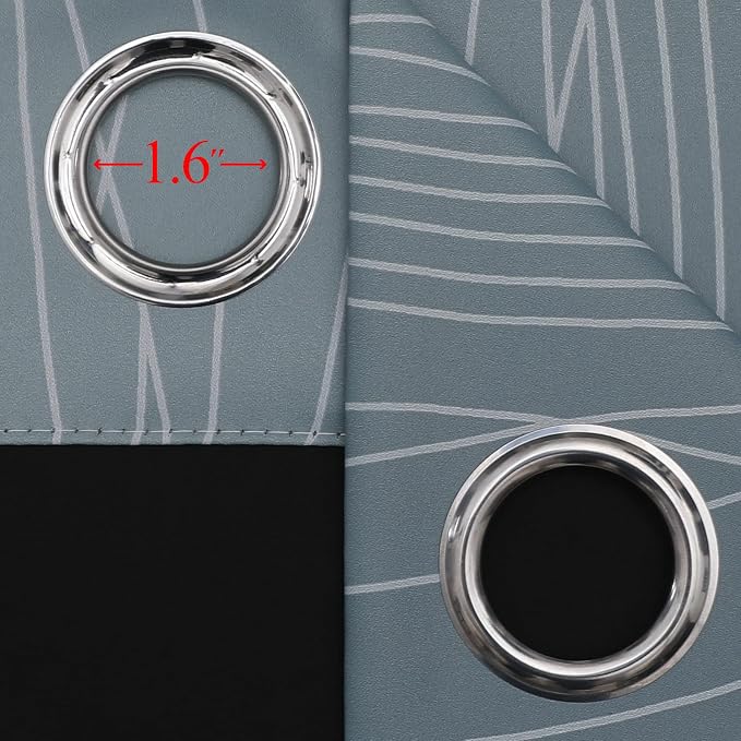 Stone Blue and Greyish White Blackout Curtains for Bedroom 54 Inch Long | Estelar Textiler Room Darkening Ombre Curtains for Bathroom,Light Blocking,Thermal Insulated Grommet Drapes,52Wx54L,2 Panels
