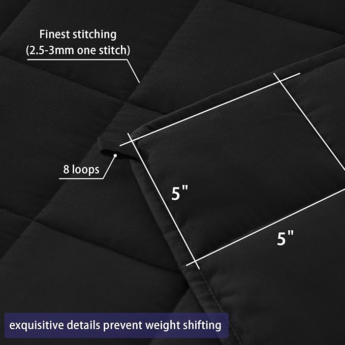 yescool Weighted Blanket for Adults (20 lbs, 48" x 72", Black) Cooling Heavy Blanket for Sleeping Perfect for 140-160 lbs, Twin Size Breathable Blanket with Premium Glass Bead, Machine Washable