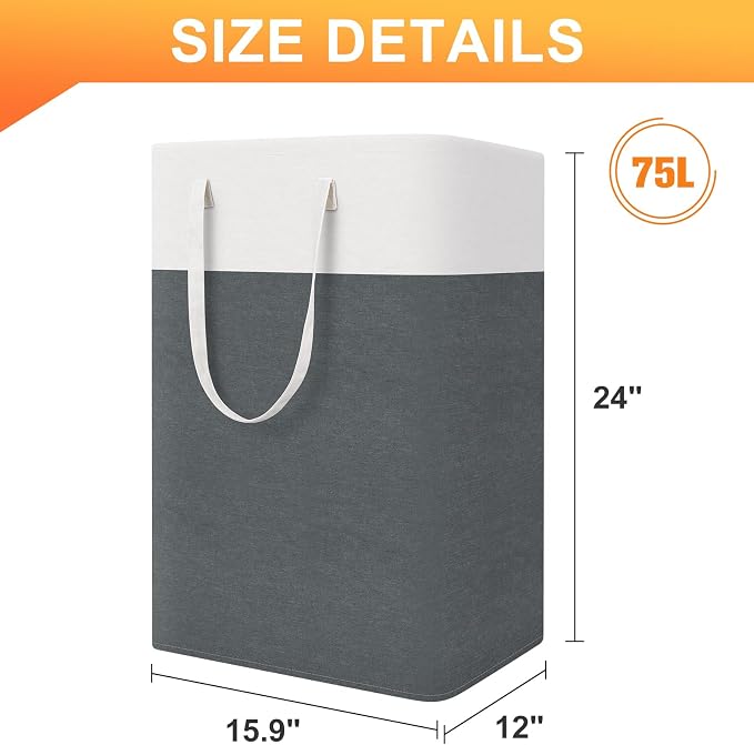TasticTotes Laundry Basket 3-Pack, Laundry Hamper, 75L-Grey | Clothes Laundry Hamper, Collapsible Laundry Basket, Freestanding laundry hamper with Handles for Home or Dorm