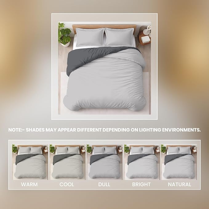120"x98" 3 Pc Oversized King Duvet Cover Set 100% Egyptian Cotton - 600 TC Comforter Cover, Zipper Closure & Corner Ties - Fits Large King Inserts (Oversized King,Blended Grey)