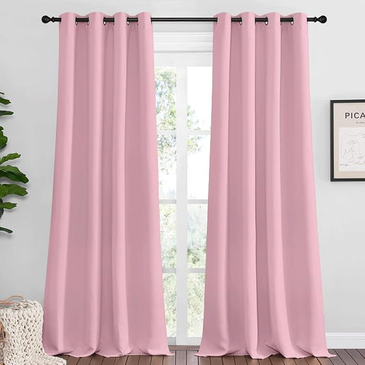 NICETOWN Crystal Pink Blackout Curtains 90" Long for Office, Dining Room, Guest Room, Sound Reducing Heat and Cold Block Curtain Panels for Modern Room Decorative (55" Wide, 2 Pieces) | 90" Long for Dining Room, Guest Room, Sound Reducing Heat and Cold...