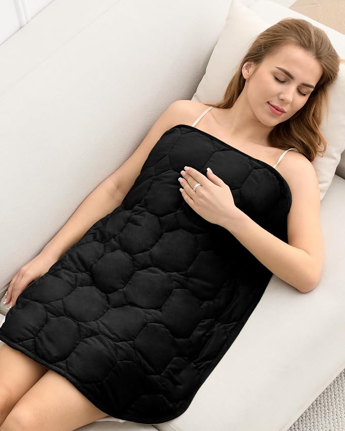 Cottonblue Small Weighted Lap Blanket 7lbs for Adults Teens 24"x29", Black | Luxury Crystal Velvet Weighted Blanket Pad, Washable Portable Travel Blankets for Sleeping Relaxation All Season, Washable