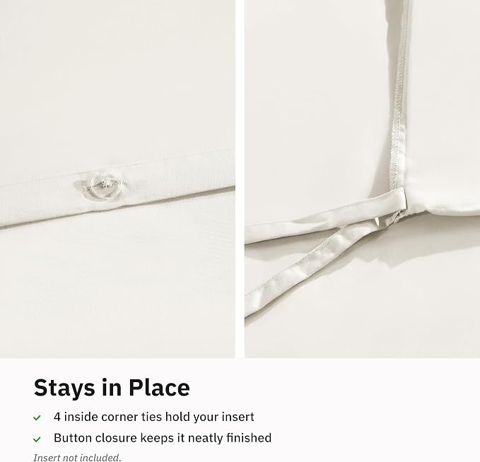 California Design Den Soft 100% Cotton Sateen Full/Queen Duvet Cover | Duvet Cover Only, Comforter Not Included, Backed by Good Housekeeping Seal, Button Closure & Corner Ties - Ivory (Pale Tone)