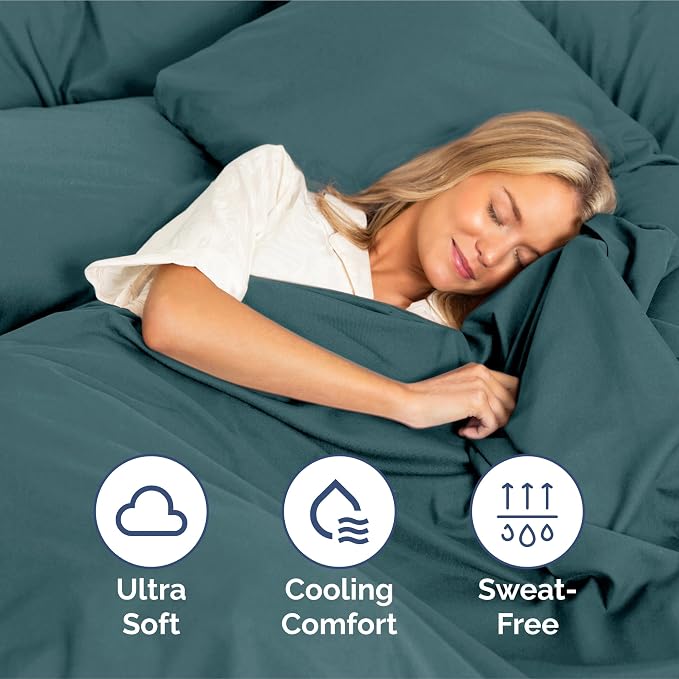 Split King Size 5 Piece Sheet Set - Ultra Soft & Cooling Sheets - Deep Teal | Fits 8 Inch to 16 inch Mattress, Wrinkle Free & Fade Resistant with Deep Pockets, Breathable, Comfy Hotel Luxury Bedding