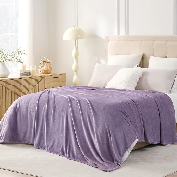 Hansleep Full Fog Purple Fleece Blanket, Soft Flannel Bed Blanket | Fuzzy Cozy Blanket 84x90 Inches, Multi-use for Bed, Sofa, Couch, Travel, Camping, All Season Warm Lightweight Cover