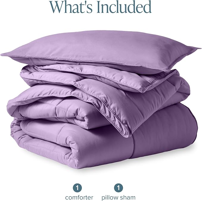 Bare Home Comforter Set - Extra Long Size - Ultra-Soft - Goose Down Alternative - Premium 1800 Series - All Season Warmth (Twin/Twin XL, Lavender) | All-Season, Breathable, Hypoallergenic, Premium 1800, Warm, Cozy