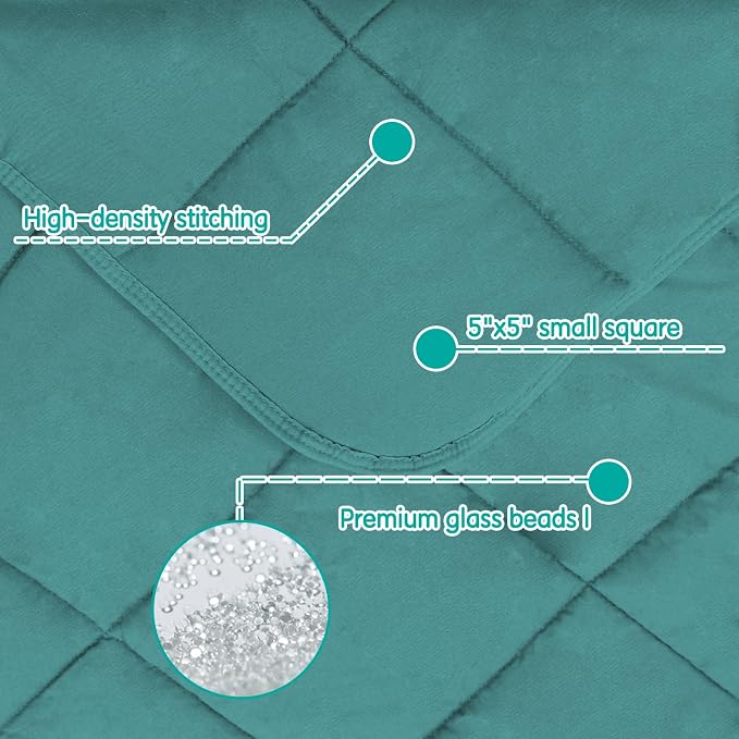 yescool Weighted Throw Blanket 3lbs, 36" x 48", Teal | Cooling Heavy Blanket, Perfect for 20-40 Lbs, Breathable Blanket With Premium Glass Beads, Machine Washable