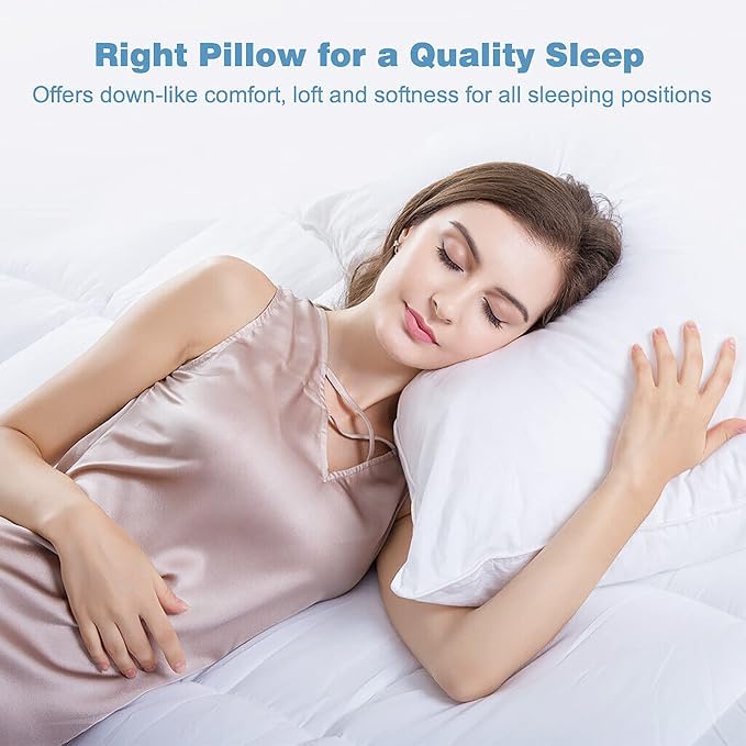 Acteb Flat Thin Pillows Queen Size Set of 2 Pack Bed Basic Sleeping Pillow for Stomach Sleeper 20x30 Inches