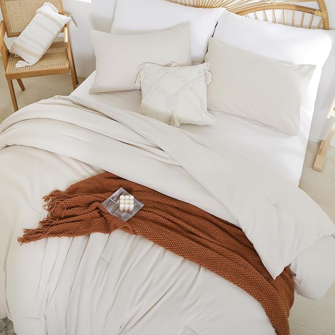 weigelia Beige Comforter Set Twin Size, All Season Lightweight Bedding Set | Soft Microfiber Twin Comforter Set, Machine Washable, Solid Color Bed Set (1 Comforter, 1 Pillowcase)
