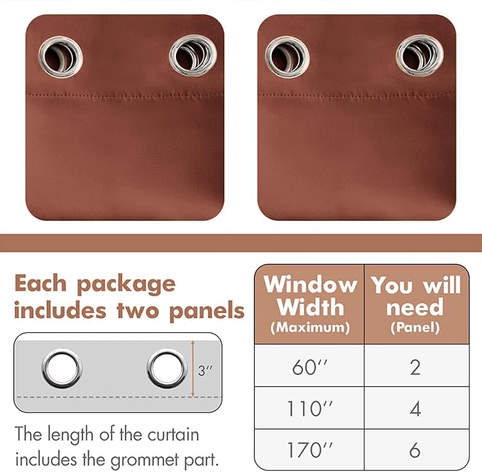 MIULEE Caramel Blackout Bedroom Curtains Drapes 84 Inch Long 52"x84" | Grommet Top, Room Darkening Window Drapes, Privacy Protection, Thermal Insulated, Heat Blocking, Light Blocking