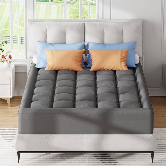 ELEMUSE 3 Inch King Dual Layer Memory Foam Mattress Topper with Pillowtop | 2 Inch Cooling Gel Foam,1 Inch Soft Pillowtop Pad, Pressure Relief Bed Topper, Comfortable Support
