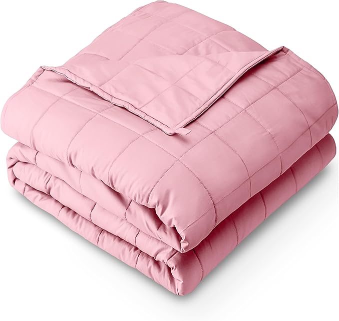Bare Home Cotton Weighted Blanket (Light Pink, 80"x87" 25lbs) | King Size for Adults, All-Natural 100% Cotton, Premium Heavy Blanket Nontoxic Glass Beads