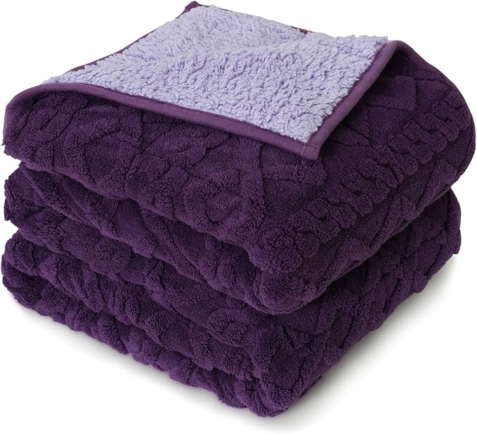 Drewin Weighted Blanket 15lbs for Adults,Dark & Light Purple,60" x 80" | Stress Relief & Better Sleep,Soft Jacquard Sherpa with Glass Beads,Machine Washable,Great for Napping,Relaxing,Reading