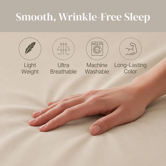Modern Threads Soft Microfiber Solid Sheets - Luxurious Microfiber Bed Sheets - Includes Flat Sheet, Fitted Sheet with Deep Pockets, & Pillowcases Egg Shell Twin