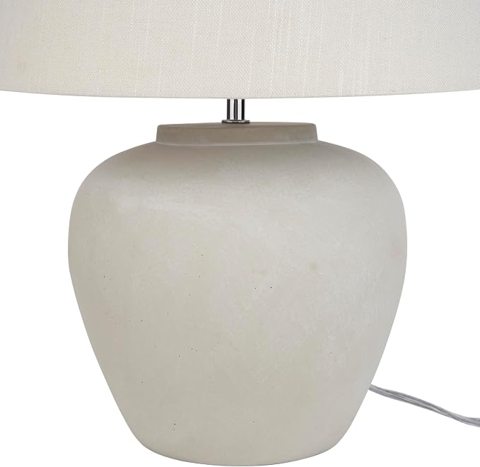Nourison Home 20" Sand (Light Beige) Neutral Ceramic Table Lamp with Fabric Shade, Bedside Nightstand Lamp for Bedroom, Living Room, Entryway