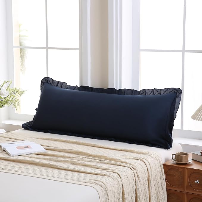 Merryword Navy Body Pillow Cover 20x54inches Long Pillowcase Ruffled Pillowcases Shabby Chic Ruffled Fringe Decor Body Ruffled Pillow Sham Cute Pillowcase