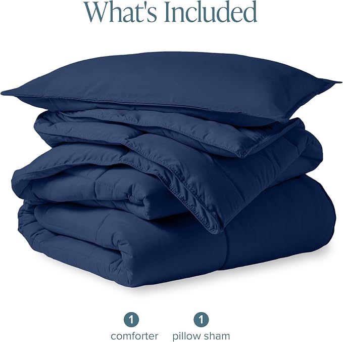 Bare Home Comforter Set - 1800 Ultra Soft (Twin/Twin XL, Dark Blue) | All-Season, Breathable, Hypoallergenic, Premium 1800, Warm, Cozy