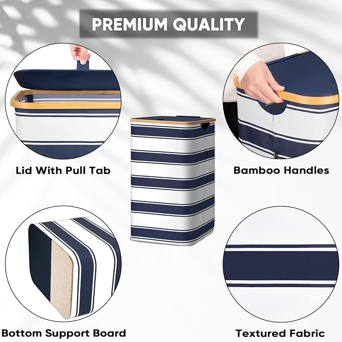 BALEINE 70L Laundry Hamper with Lid, Large Laundry Basket Bin | Large Capacity, Easy-Access Lid, Shape-Retaining Structure, Pull Handles, Ideal for Bedroom, Dorm, Laundry Room