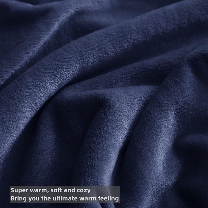 KMUSET Fleece Blanket Throw Size Navy Lightweight Super Soft Cozy Luxury Bed Blanket Microfiber Factory Shop