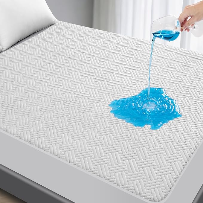 Waterproof Full Size Mattress Protector with Deep Pockets, White | Breathable Noiseless Soft Mattress Pad Cover Fits 8"-21" Deep Mattresses, Great for Home, Hotel & Bedroom, Machine Washable