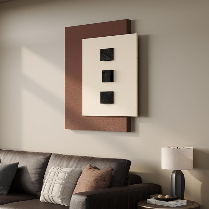 Cuspin Modern Minimalist 3D Wood Wall Art for Living Room, 28x36 In | Beige brown textured wall art, Artworks with wooden blocks, Bedroom dining room hallway office wall decor