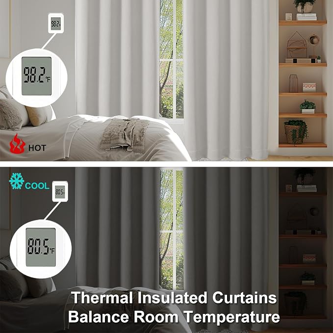 Simplebrand Ava Natural Short 24 Inches Blackout Curtain 2 Panels Set, Half Window Rod Pocket Privacy Curtain Tiers for Kitchen, Curtains Blackout for Bathroom Shades, W30 x L24 Inch, Natural