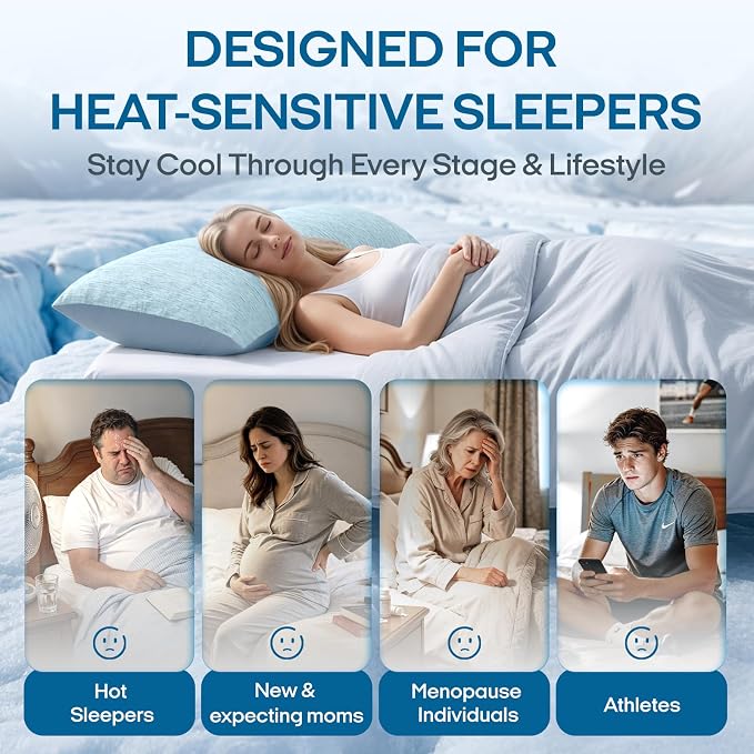 ZonLi Cooling Body Pillowcase for Hot Sleepers, Breathable Body Pillow Cover, Double-Sided Cooling Fabric, Soft Silky Touch, Ideal for Night Sweats, 20 x 54 Inch, Blue