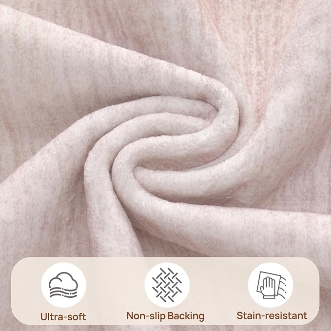 UERMEI 5x7 Washable Area Rug - Neutral Modern Abstract Living Room Rugs, Non-Slip Soft Large Indoor Floor Carpet for Bedroom Home Office & Under Dining Table Decor, Soft Pink