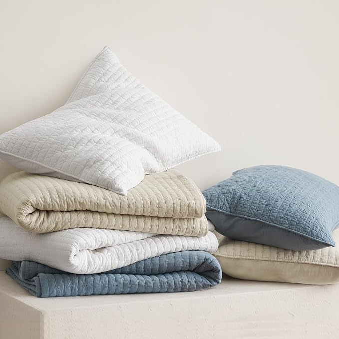 100% Cotton Cross Stitch 3-Piece Quilt Set, King, Bright White | 100% Cotton, Elegant Cross Stitch, Soft & Breathable, Prewashed Softness, Oversized Design, OEKO-TEX® Certified