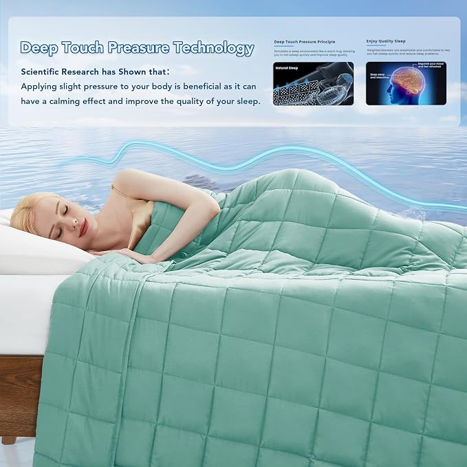 Weighted Blanket for Adults (20 lbs, 60" x 80") Queen Size Soft Cooling Heavy Blanket Sleeping, Apply to 190-210 lbs Body, Thick Breathable Blanket with Glass Bead, Easy Care