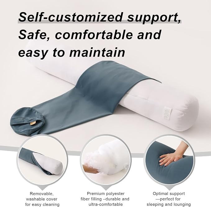 Body Pillow for Adults,Long Round Pillow,Big Cylindrical Pillow,Large Full Bolster Pillows for Side Sleepers (Slate Blue, 39.37"*7.87")