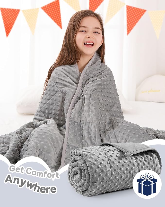 10lbs Weighted Blanket, Cooling Soft Minky Dot Heavy Blankets 41"x60" | Gentle Hug-Like Comfort, Reversible Cooling & Cozy for All Seasons, 7-Layer for Even Weight Distribution, Machine Washable
