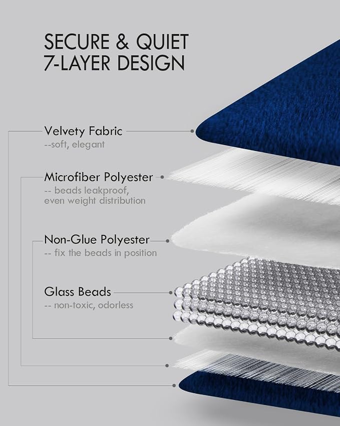 Weighted Lap Blanket for Adults, 7 lbs 41" x 53", Leaf Pattern, Navy Blue | Washable Weighted Blankets, Small Portable Blanket for Relaxation, Cozy Luxury Crystal Velvet All-Season Heavy Blanket