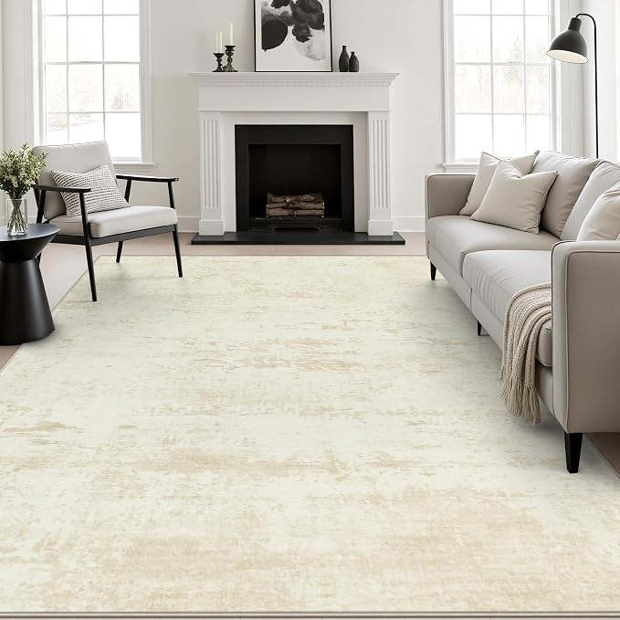 6x9 Area Rug Living Room: Modern Washable Indoor Soft Carpet Beige | For Bedroom Dining Room Farmhouse Nursery Hallway Office,Modern Abstract,Machine washable,Non-Slip,Stain Resistant,Indoor