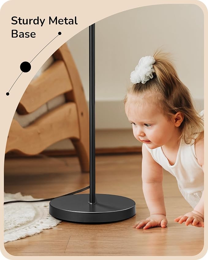 EDISHINE 64.7IN Floor Lamp for Living Room with Remote, Black Standing Lamp | Bulb Included, Dimmable & 5CCT, Foot Switch, Adjustable Lamphead, Minimalist for Bedroom, Living Room