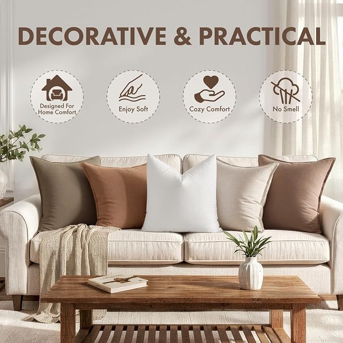 MIULEE 30x30 Inch Synthetic Down Alternative Euro Pillow Insert | Euro Decorative Throw Pillow 30 x 30 Inch Body Bed Sleeping Ultra Soft Fluffy Form for Sofa Couch Bed