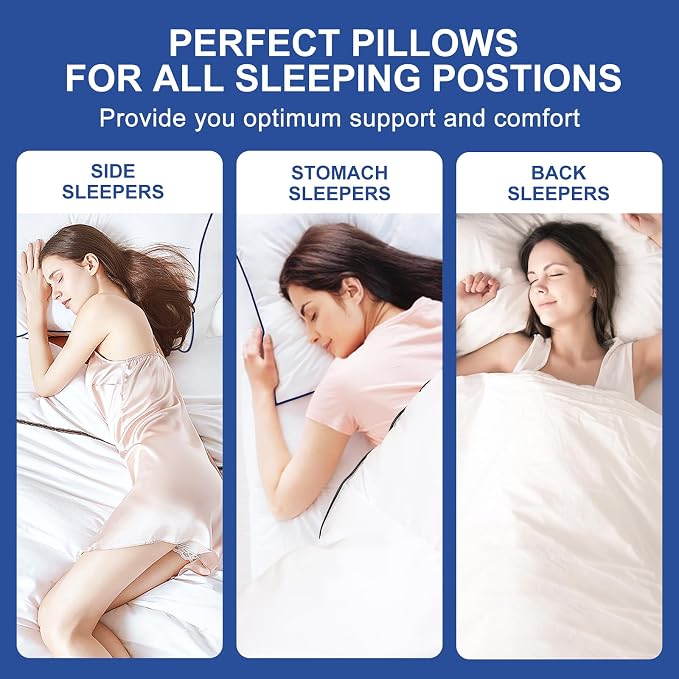 CHOKIT Premium Pillows Standard Size Set of 2 Fluffy and Supportive, Luxury | 7D Down Alternative Bed Pillow, Soft Hotel Gusseted Pillow for Side Back Stomach Sleeper, Relief Neck Head and Shoulder Pain