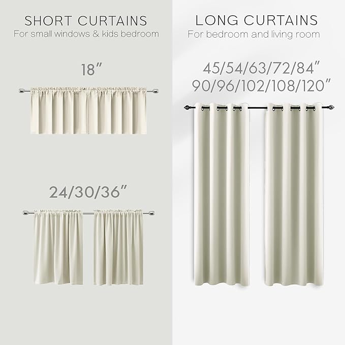 KOUFALL 90 Inch Long Curtains for Living Room 2 Panels Set, Cream Room Darkening Summer Thermal Insulated 80% Blackout Black Out Level Off White Ivory Curtains for Bedroom Window, 52x90 in Length