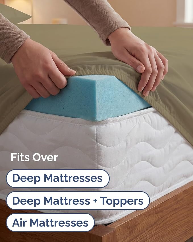 Extra Deep Twin XL Sheet Set - 4 Piece College Dorm Room - Khaki | College Dorm Room Essentials, Easy & Secure Fit, Ultra-Soft, Wrinkle & Fade Free, Comfy Sheets Set with Extra Deep Pockets