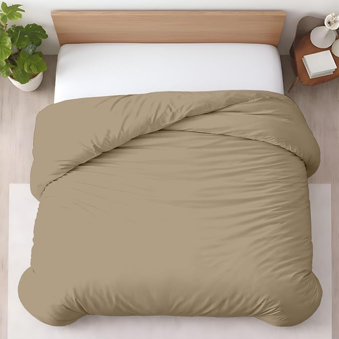 1 Pc 120" x 98" Duvet Cover Oversized King 100% Egyptian Cotton - 600 Thread Count Comforter Cover, Zipper Closure & Corner Ties - Fits Large King Inserts - Taupe