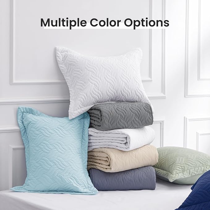 Love's cabin Quilts for Full Bed Light Blue Bedspreads Bedding Set - Lightweight Bedspread Comforter - Wave Pattern Bedding Coverlet for All Season - 3 Pieces (1 Quilt, 2 Pillow Shams)