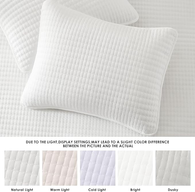Twin Quilt-Lightweight Bedspreads White Twin Quilt Bedding Set | Soft Coverlet with Pillow Sham for All Seasons, Suitable for Bed & Couch, 2 Pieces, 66"x92"
