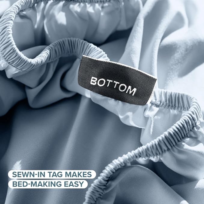 Bare Home Twin XL Sheet Set - 1800 Ultra-Soft (Twin XL, Dusty Blue) | Deep Pockets 6 to 15 Inches, Breathable, Hypoallergenic, Hotel Luxury, Easy Fit, Soft, All-Season