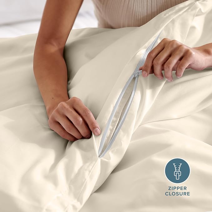 Bare Home Duvet Cover Set 1800 Ultra-Soft (Oversized King, Sand) | Lightweight, Cooling, Breathable, Premium 1800 Ultra-Soft, All-Season