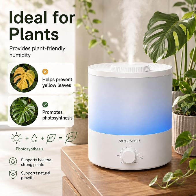 MegaWise Ultrasonic Cool Mist Humidifier SK7620-1.5L Capacity, Whisper-Quiet Operation, Adjustable Mist Output, Auto Shut-Off - Ideal for Home, Office, Baby Room, and Bedroom (Pack of 12)