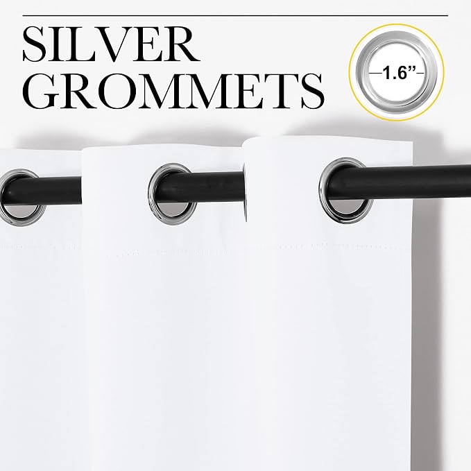 NICETOWN White Samll Window Blackout Curtain Panels, Set of 2, 42 inches x 78 inches, 50% Light Blocking Curtains for Bedroom & Dining Room Window | 50% Light Blocking Curtains for Dining Room Kitchen Window, Blackout Thermal Insulated Room Darkening P...