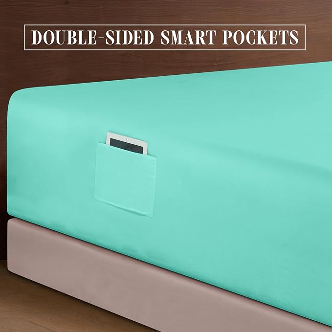 Elegant Comfort Luxurious 1500 Premium Hotel Quality Microfiber 4-Piece Sheet Set, 18-24 Inches Deep - Extra Deep Pocket Sheets - Ultra Soft 4PC Deep Pocket Sheets, Twin/Twin XL, Paradise Teal